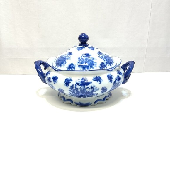 Cracker Barrel Porcelain Soup Tureen w/ Lid Blue & White Floral Retired 1990 VTG - Picture 4 of 8